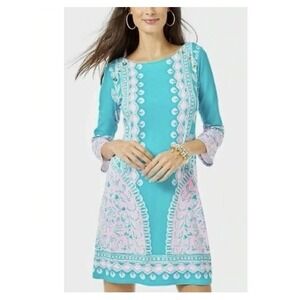 Lilly Pulitzer UPF 50+ Tana Corral Mini Shift Dress Sky Blue Women's Size Medium